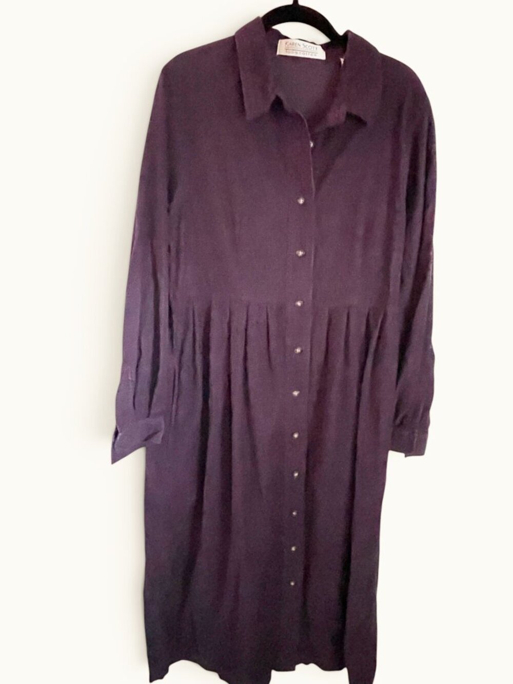Karen Scott Plum Button-Front Midi Dress